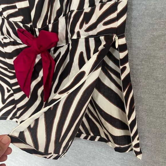 Ann Taylor Y2K Baby Doll Zebra Print Top Womens 10 Sleeveless Contrast Bow NWT - Picture 4 of 11
